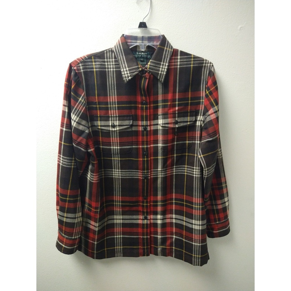 Lauren Ralph Lauren Worsted Wool Plaid Shacket Womens Sm Lumberjack Jacket